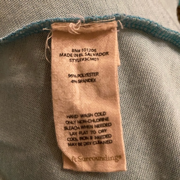 Soft Surroundings Blue V-Neck Top Size PXS With Buttons And Ruffled Hemline - Picture 7 of 11